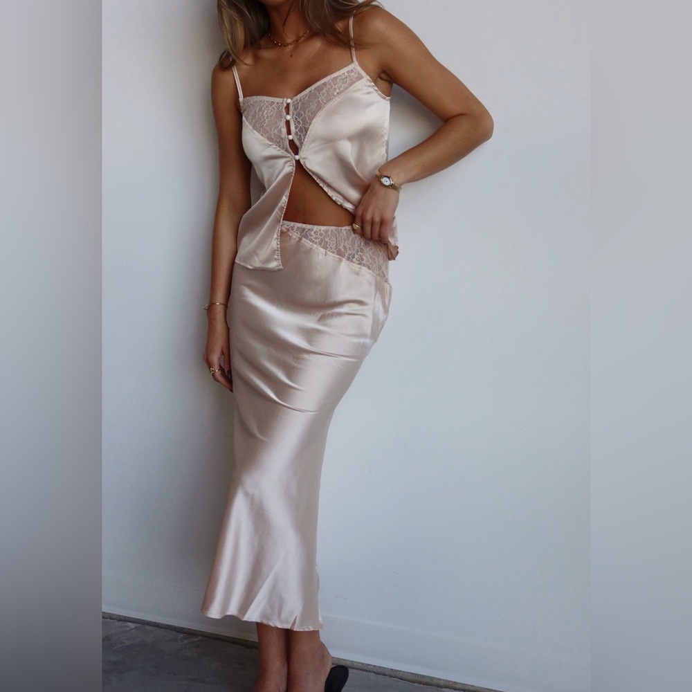 Satin & Lace Skirt and Top Set  new
